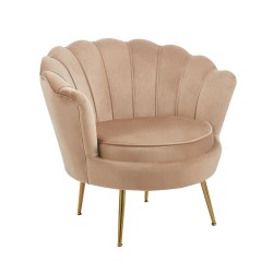 Sillón de terciopelo (capuchino) / patas doradas /