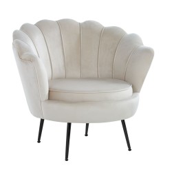 Samtstuhl (beige) /schwarze Beine/
