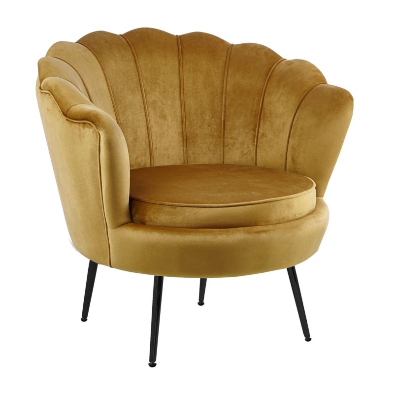 Velvet armchair (curry) /black legs/