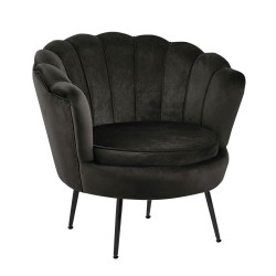 Samt-Sessel (schwarz) /schwarze Beine/