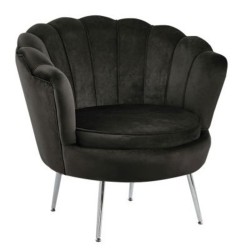Velvet-Sessel (schwarz) /silberne Beine/