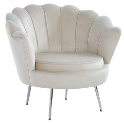 Velvet-Sessel (beige) /silberne Beine/