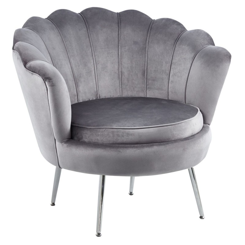Velvet armchair (gray) /silver legs/