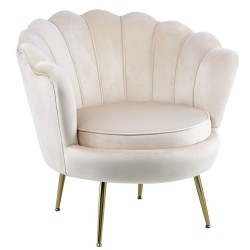 Samtstuhl (beige) /goldene Beine/