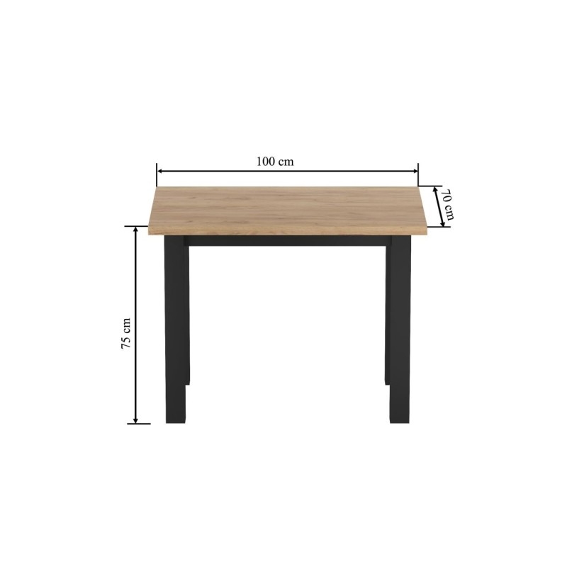 Tisch (Eiche Gold Craft/Schwarz) 70x100 Tisch (Eiche Gold Craft/Schwarz) 70x100