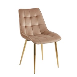 Silla de terciopelo (cappuccino) / patas doradas Silla de terciopelo (cappuccino) / patas doradas