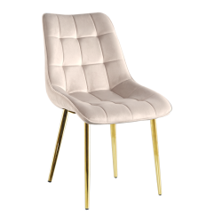Samtstuhl (beige) / goldene Beine