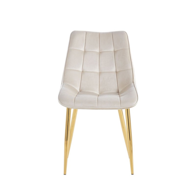 Samtstuhl (beige) / goldene Beine Samtstuhl (beige) / goldene Beine