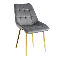 Silla de terciopelo (gris) / patas doradas Silla de terciopelo (gris) / patas doradas