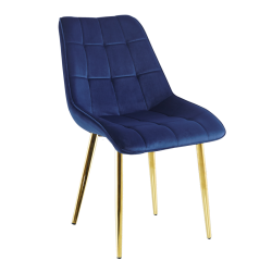 Samtstuhl (blau) / goldene Beine
