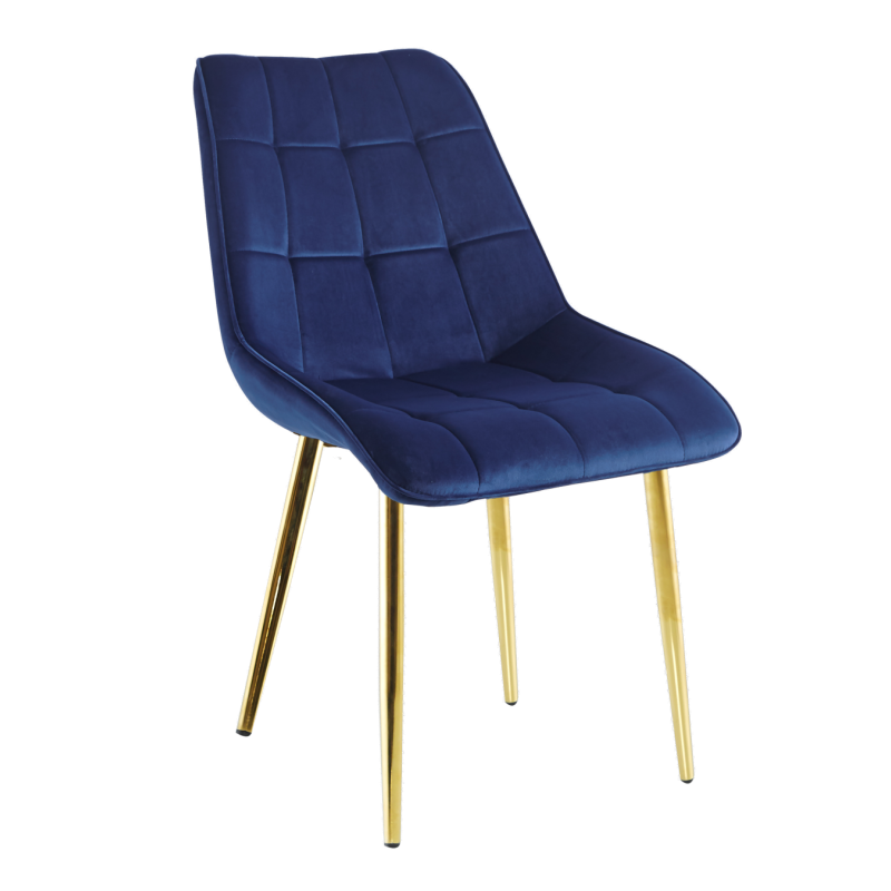 Samtstuhl (blau) / goldene Beine Samtstuhl (blau) / goldene Beine