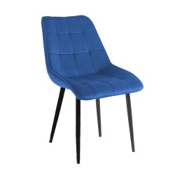 Samtstuhl (blau) / schwarze Beine