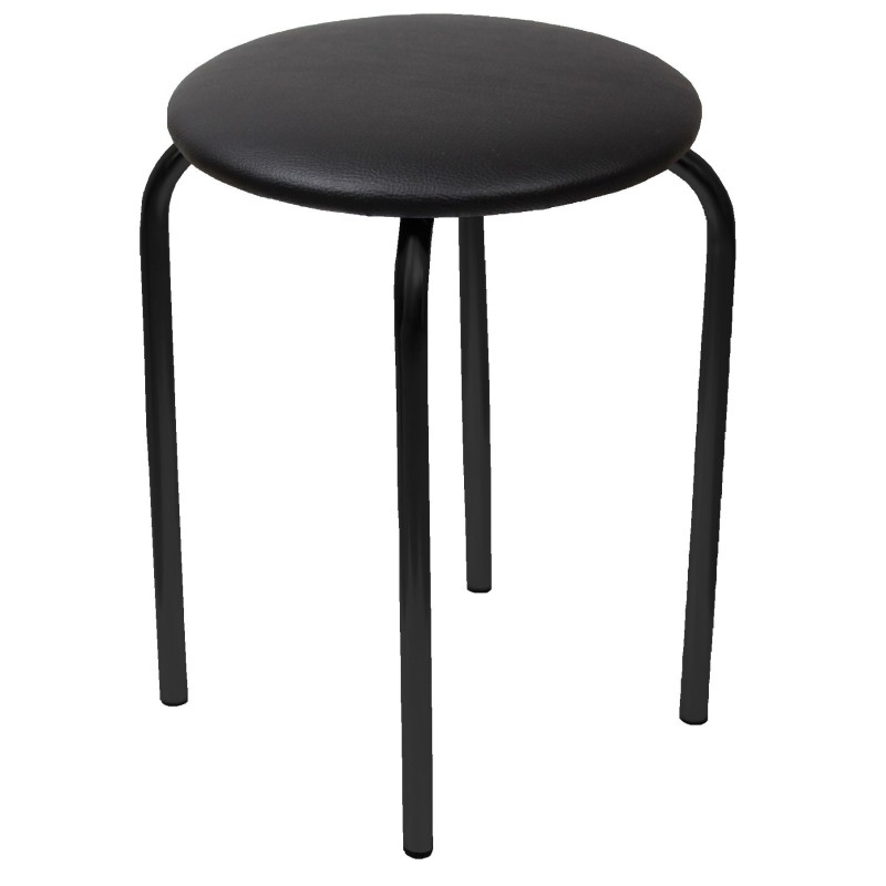 Hocker (eco schwarz) - schwarzes Gestell