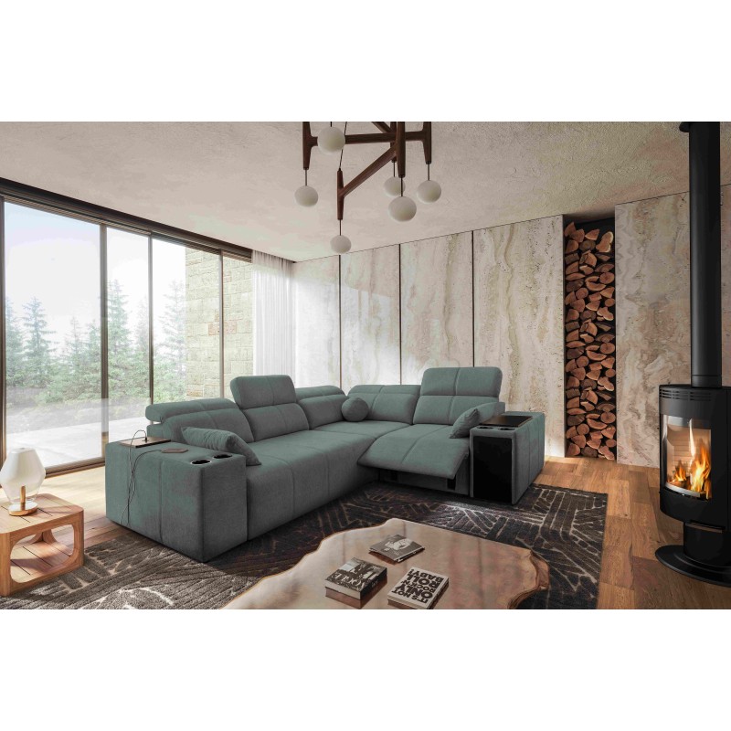Milano II Mix Corner Sofa with Sleeping and Relax Function, Weave, Verita 88