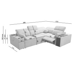 Milano II Mix Corner Sofa with Sleeping and Relax Function, Plecionka, Verita 54