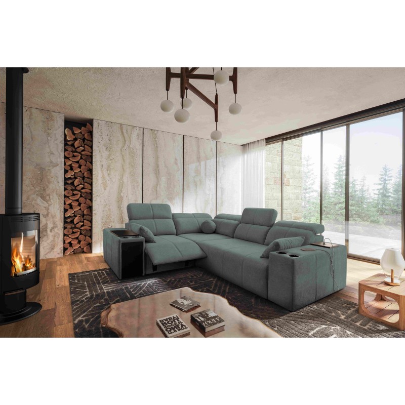 Milano II Mix Corner Sofa with Sleeping and Relax Function, Weave, Verita 88