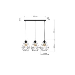 Hanging lamp BASKET BLACK 3xE27 Hanging lamp BASKET BLACK 3xE27