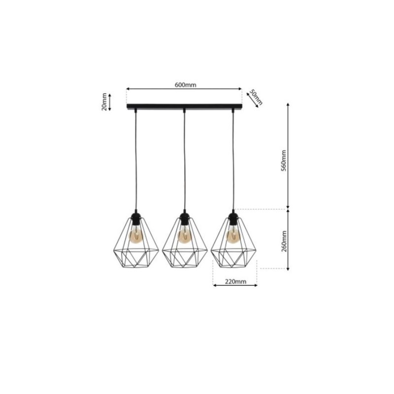 Hanging lamp BASKET BLACK 3xE27 Hanging lamp BASKET BLACK 3xE27
