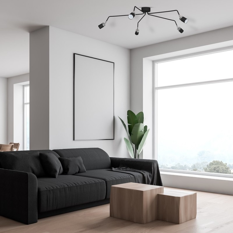 JOKER BLACK/CHROME Ceiling Lamp 5xGU10