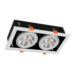 Montura empotrada Plaza 2xGU10 AR111 Blanco