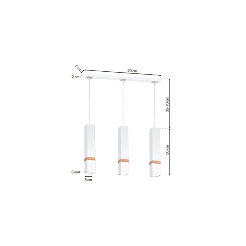 Vidar White Pendant Lamp 3xGU10