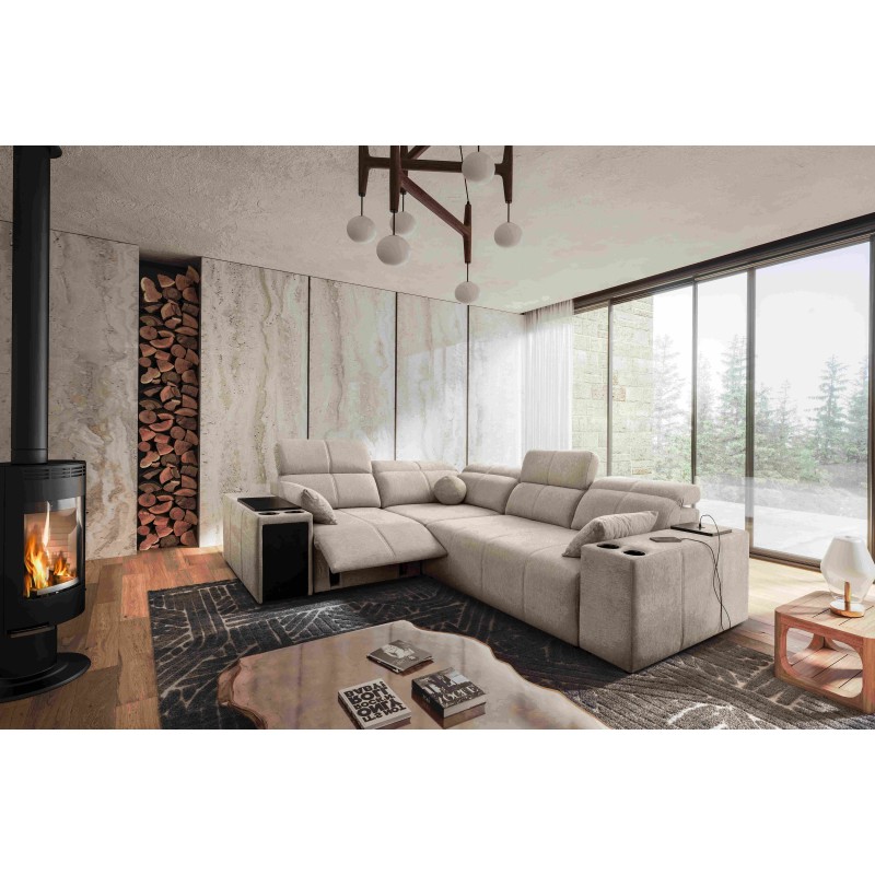 Narożnik Milano II Mix z funkcją spania i relax Plecionka, Verita 09 Narożnik Milano II Mix z funkcją spania i relax Plecionka, Verita 09