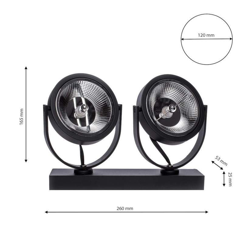Lugar Black Surface Mounted Fixture 2xAR111 GU10 Lugar Black Surface Mounted Fixture 2xAR111 GU10