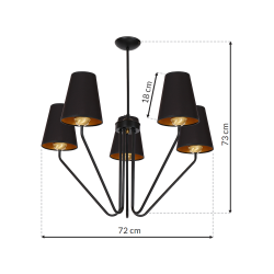 VICTORIA BLACK Chandelier 5xE27 VICTORIA BLACK Chandelier 5xE27