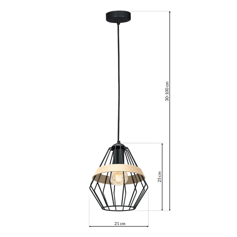 Lámpara colgante CLIFF BLACK 1xE27 Lámpara colgante CLIFF BLACK 1xE27