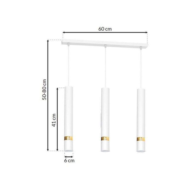 Lampa wisząca Joker 3xGU10 Biały/Złoty