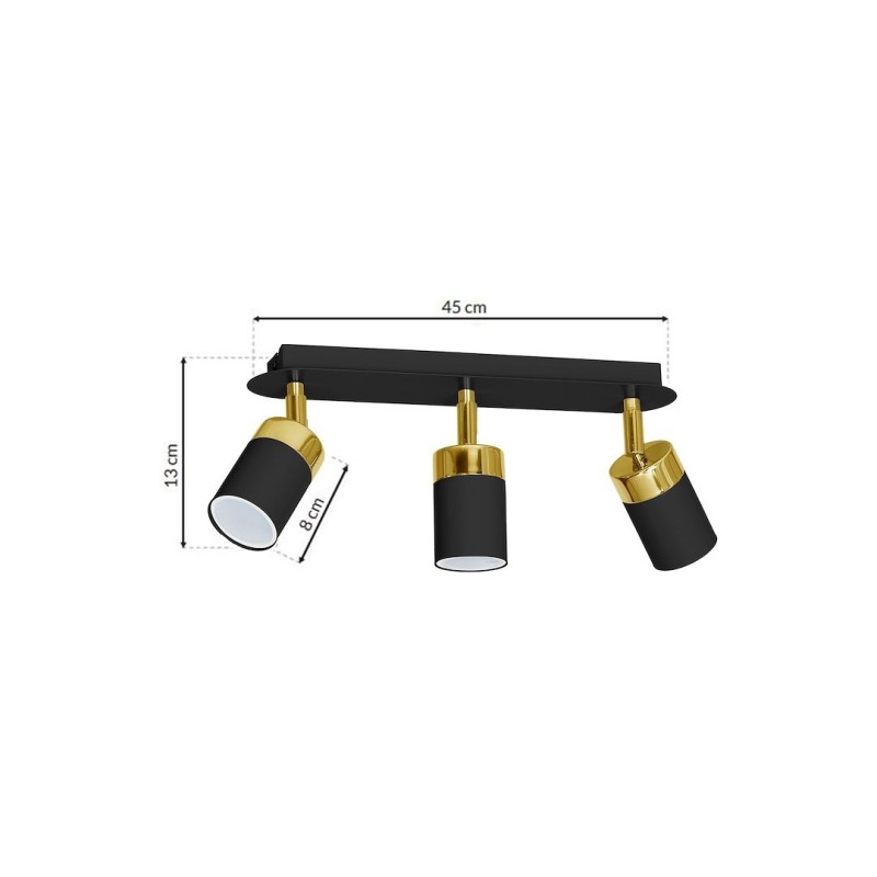 JOKER BLACK/GOLD Ceiling Lamp 3xGU10