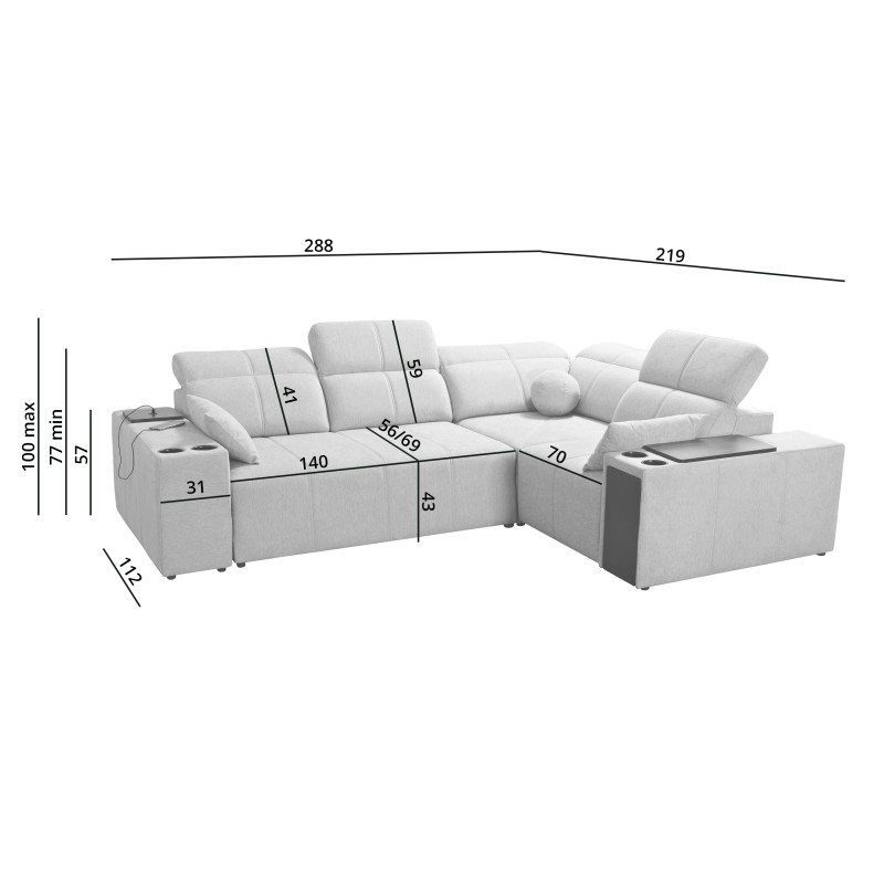 Milano II Corner Sofa with Sleeping Function – Woven Fabric, Verita 39 Verita 09 Milano II Corner Sofa with Sleeping Function – Woven Fabric, Verita 39 Verita 09