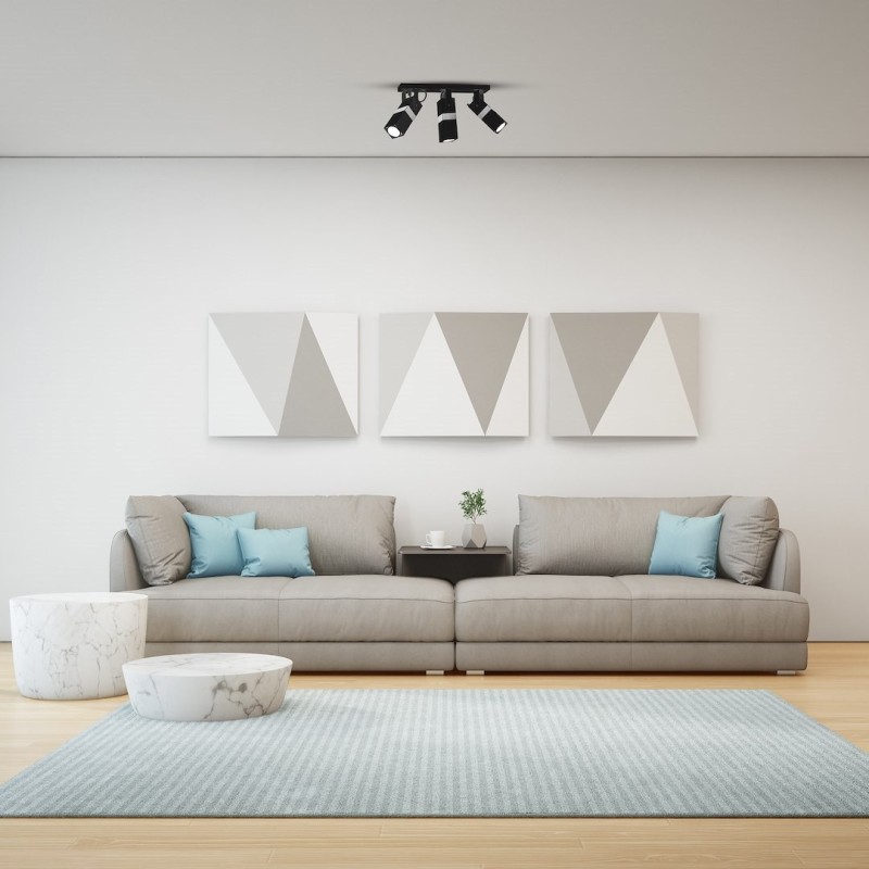 VIDAR BLACK/CHROME Ceiling Lamp 3xGU10