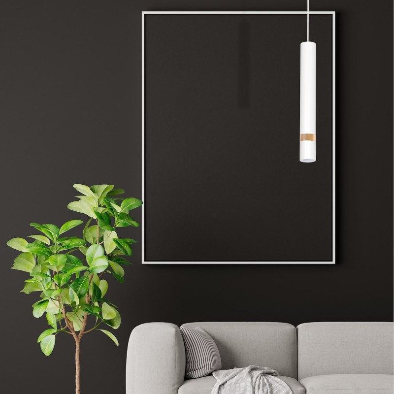 Lampa wisząca Joker Biały / Drewno 1xGU10