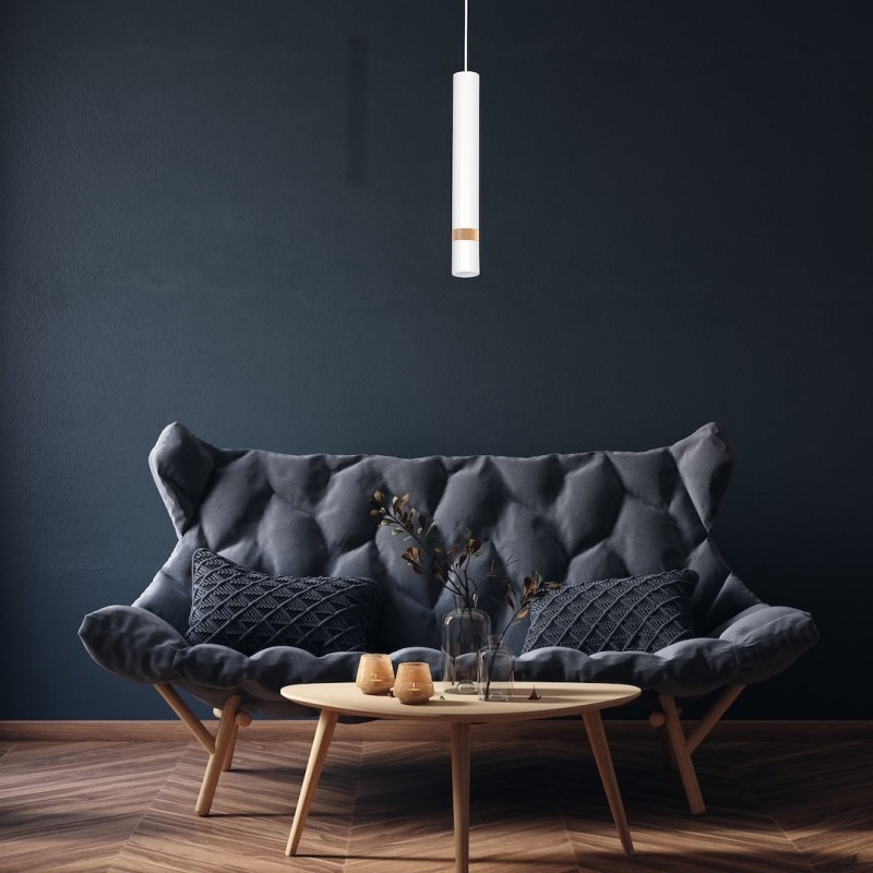 Lampa wisząca Joker Biały / Drewno 1xGU10