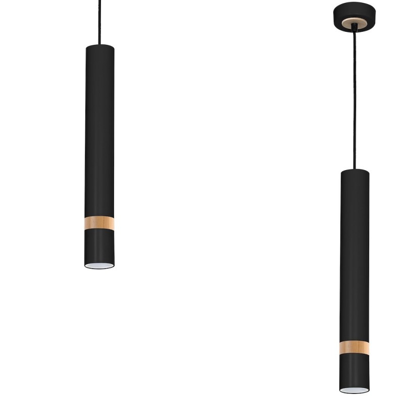 Lámpara colgante JOKER BLACK/WOOD 1xGU10