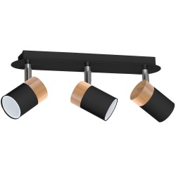 JOKER BLACK/WOOD Ceiling Lamp 3xGU10