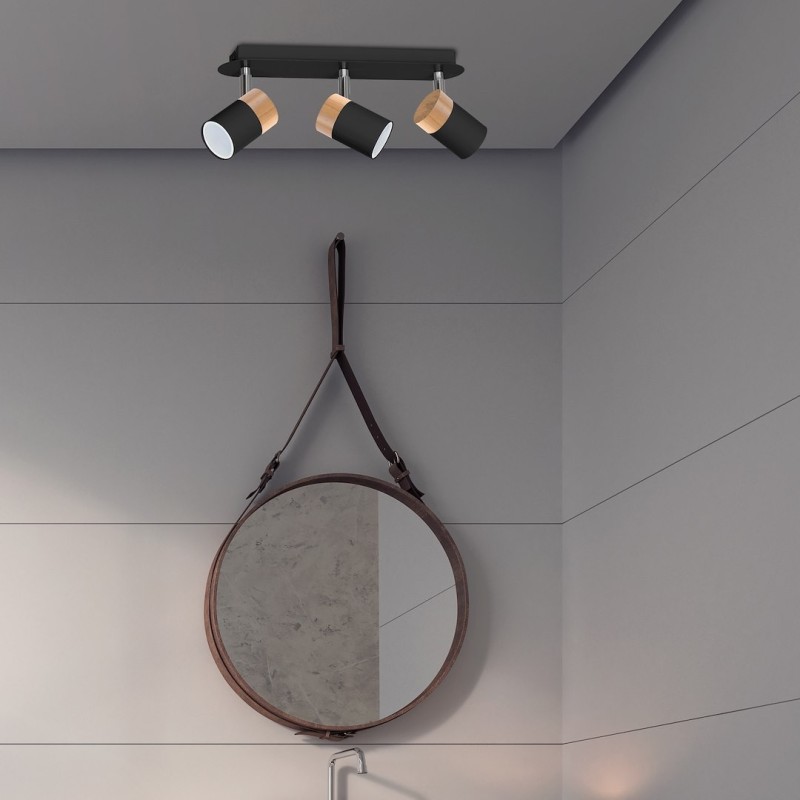 JOKER BLACK/WOOD Ceiling Lamp 3xGU10