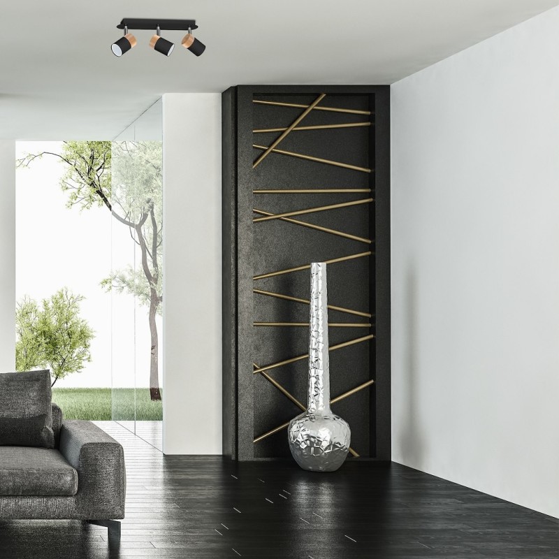 Lampa sufitowa JOKER BLACK/WOOD 3xGU10