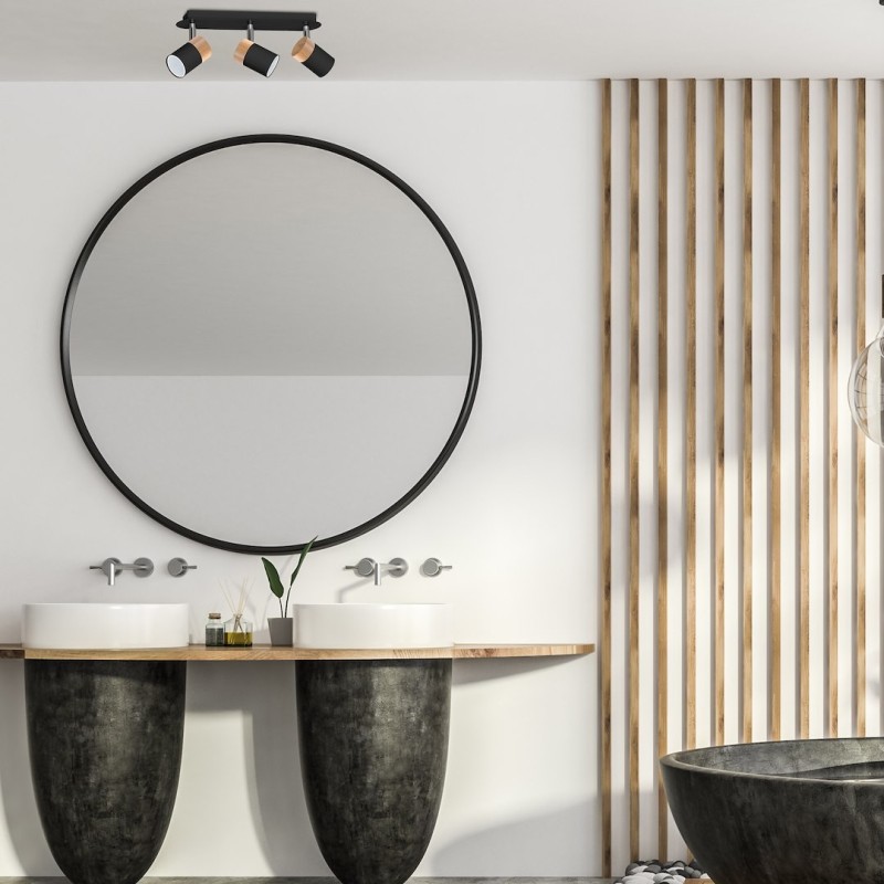 JOKER BLACK/WOOD Ceiling Lamp 3xGU10