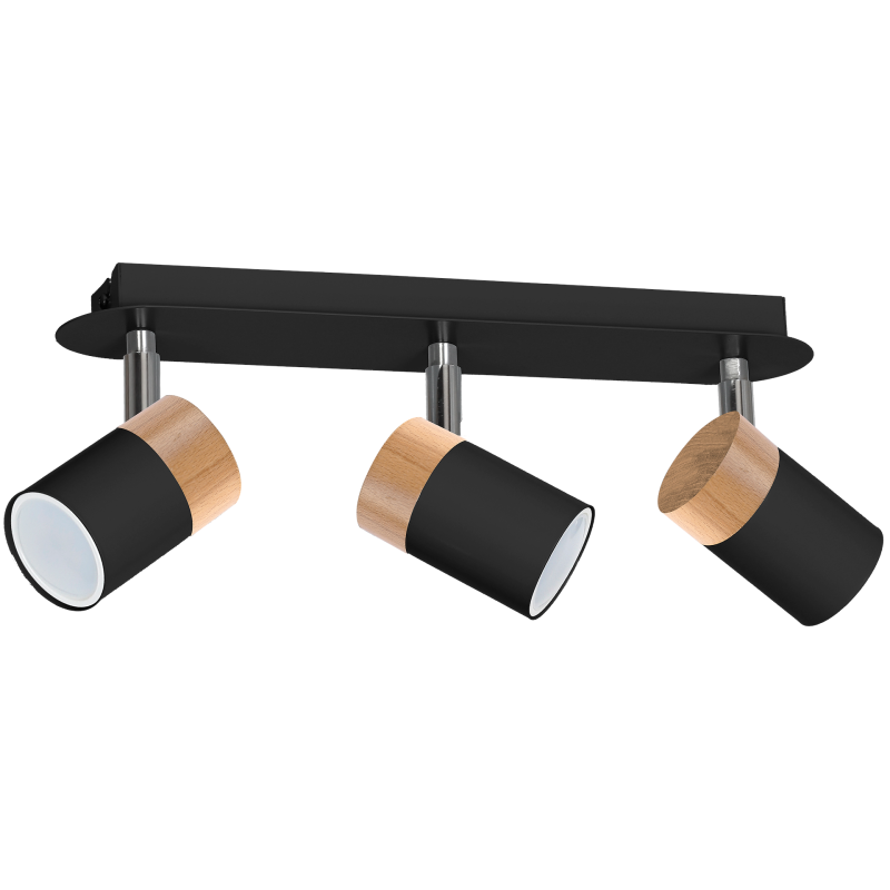 JOKER BLACK/WOOD Ceiling Lamp 3xGU10