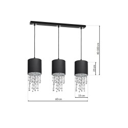 ALMERIA BLACK/CHROME Hanging Lamp 3xE27