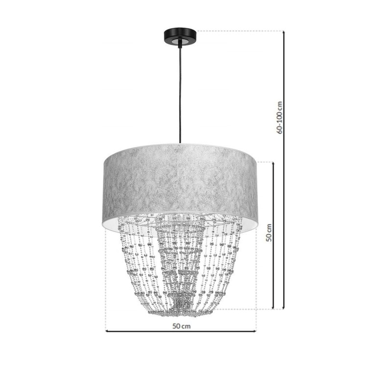 ALMERIA SILVER/BLACK Hanging Lamp 1xE27