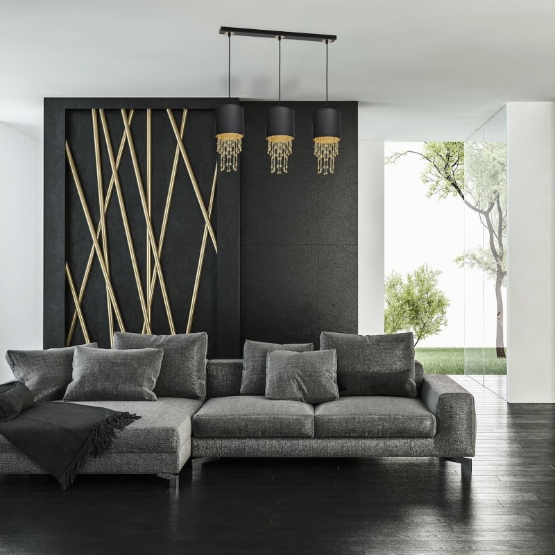ALMERIA BLACK/GOLD Hanging Lamp 3xE27