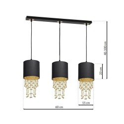 ALMERIA BLACK/GOLD Hanging Lamp 3xE27