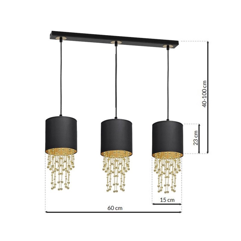 ALMERIA BLACK/GOLD Hanging Lamp 3xE27