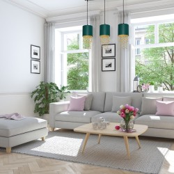 ALMERIA GREEN/GOLD Hanging Lamp 3xE27