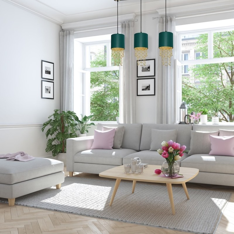 ALMERIA GREEN/GOLD Hanging Lamp 3xE27