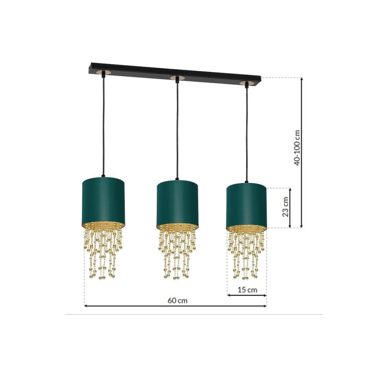 ALMERIA GREEN/GOLD Hanging Lamp 3xE27