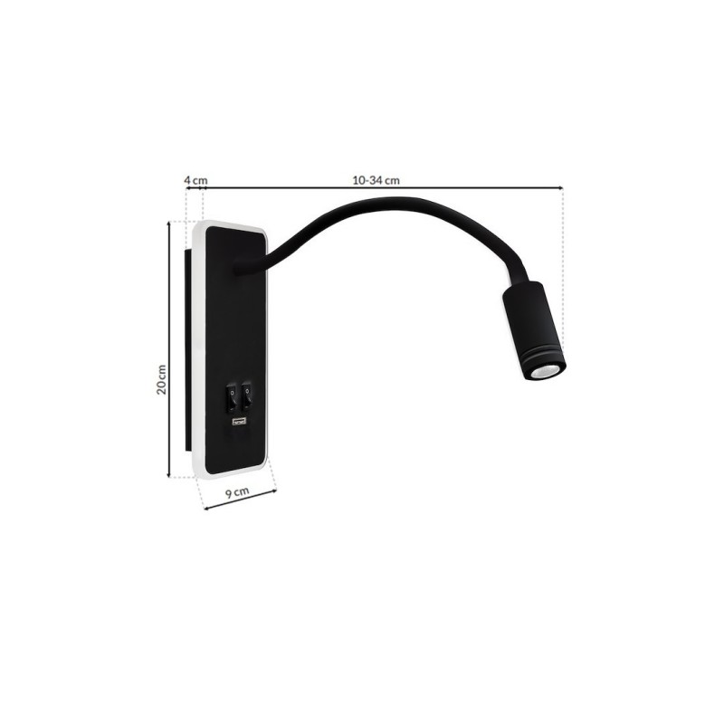 BASE Night Lamp 8W+2W BLACK BASE Night Lamp 8W+2W BLACK